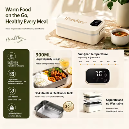 HomeVerse™ 900ml elektrische, beheizte Lunchbox mit LED-Display